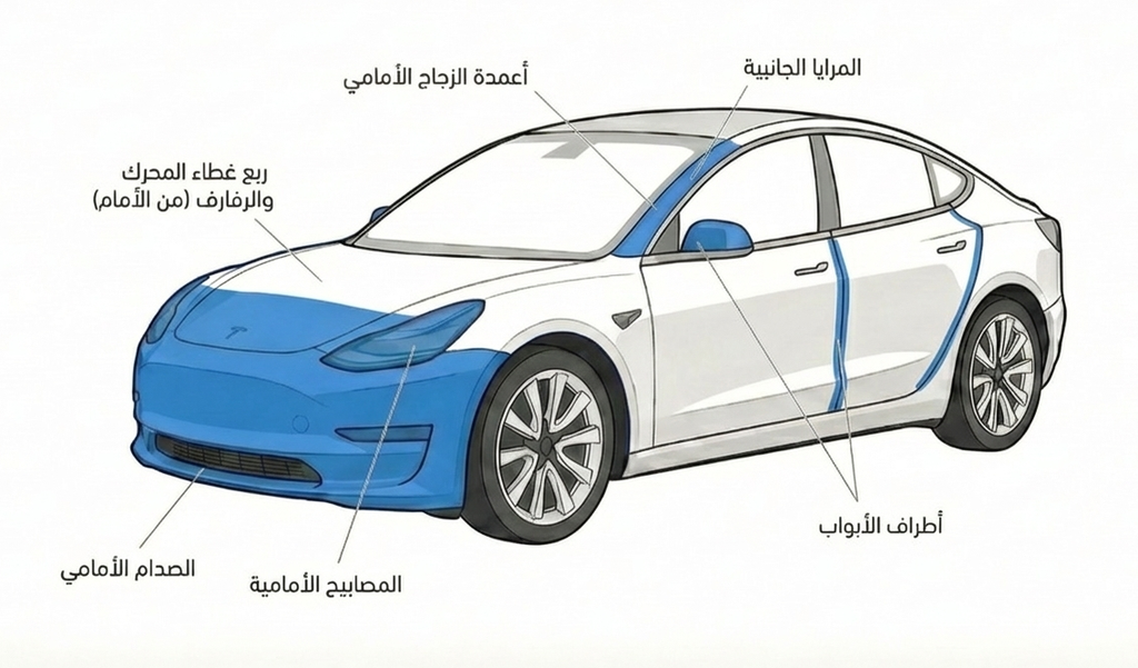 باقة حماية الطلاء (PPF) - الحماية الأساسية (ربع المقدمة)